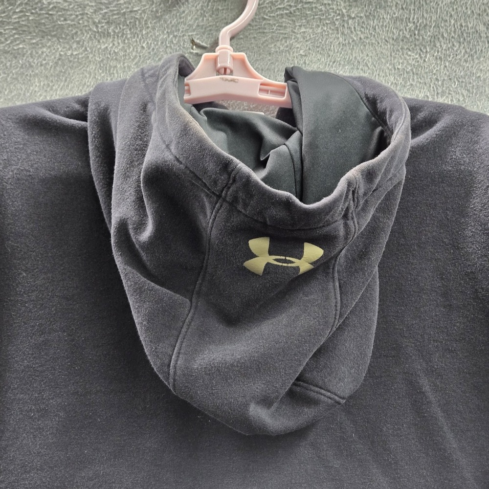 Under Armour Men Hoodie L Black Embroidered Fleece Coldgear Activewear Zipper - Picture 13 of 13